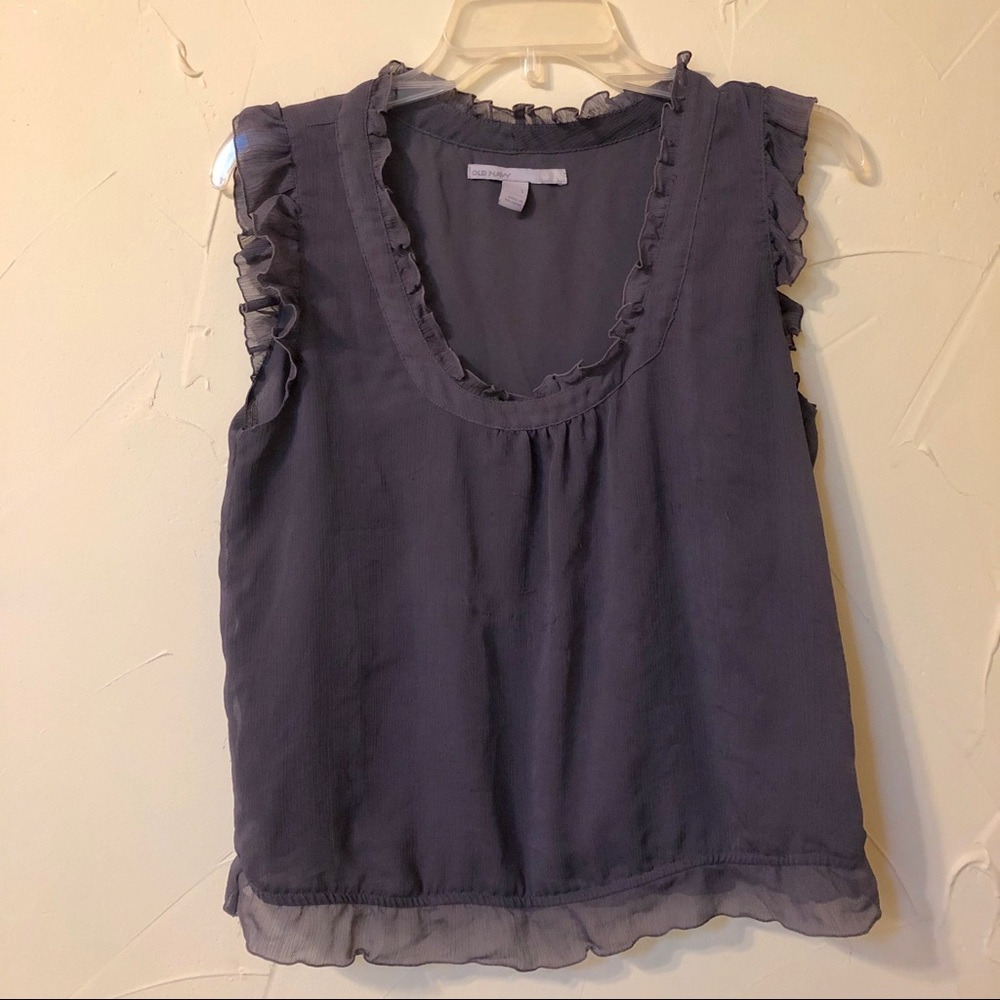 Old Navy Gray Ruffle Tank - Picture 2 of 6